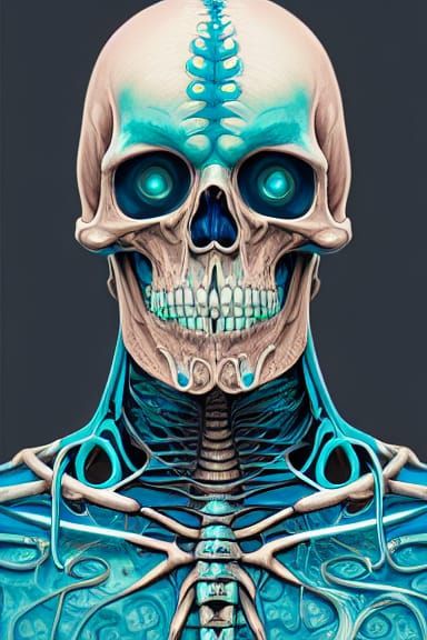 Aetherpunk Skeletal Necromancer Portrait in Deep Colors