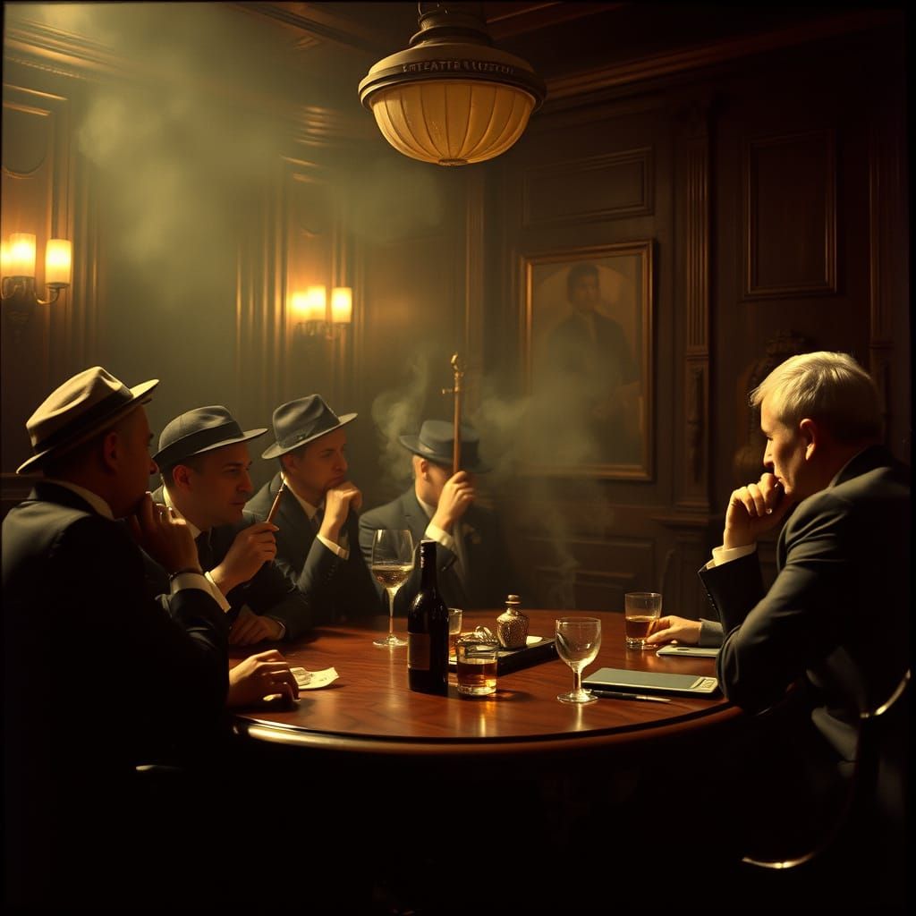 1920s London Cigar Club in Film Noir Style