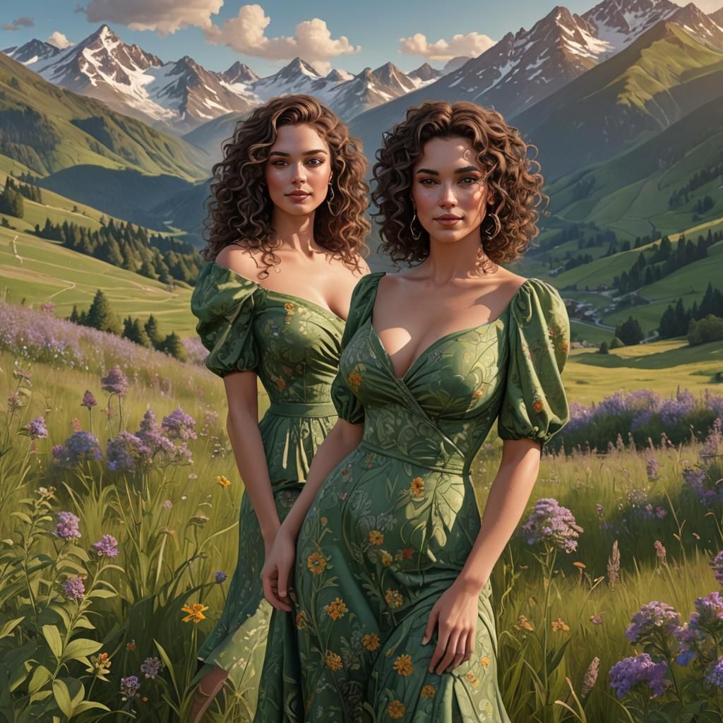 Attractive Woman in Meadow, Hyperrealistic 3D Render