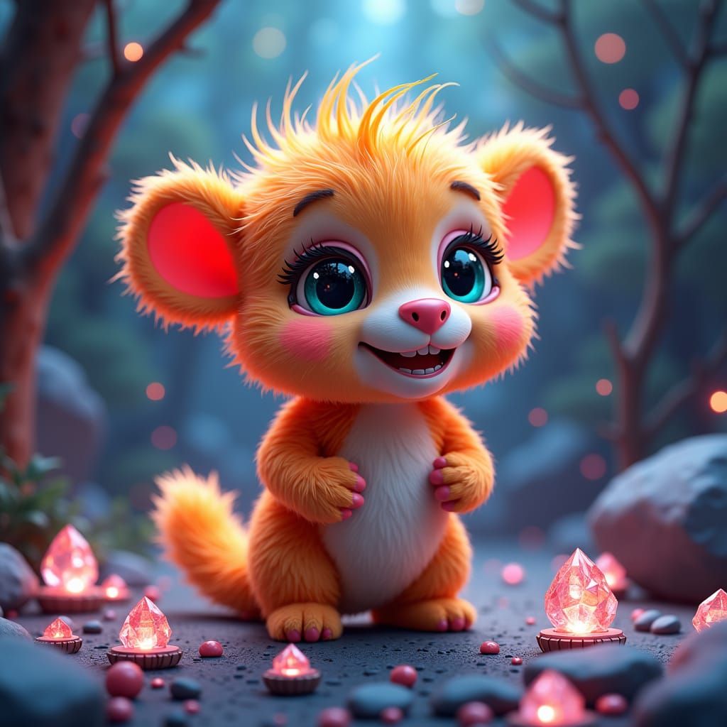 Hyperrealistic, cute, adorable, fluffy circuit ALF, on an st...