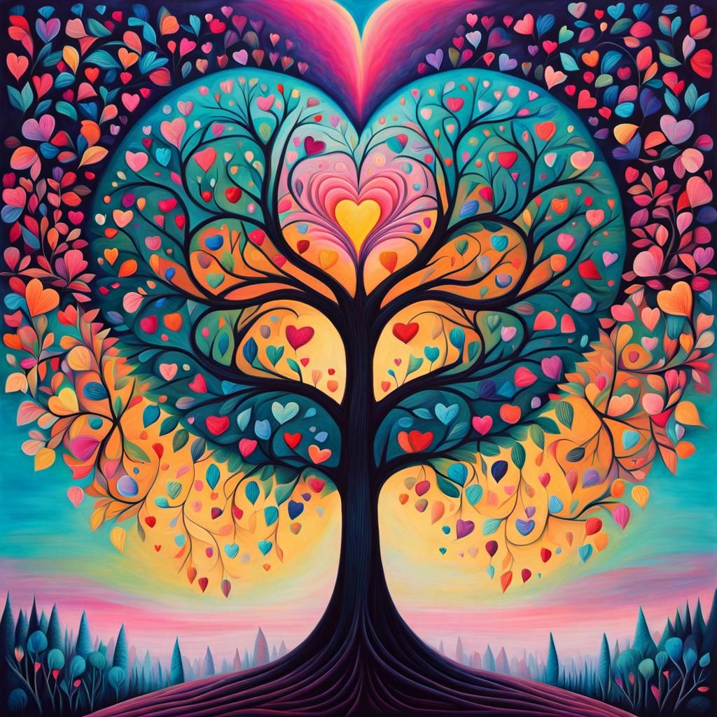 Tree of Love in Dream Forest: Pastel Colors