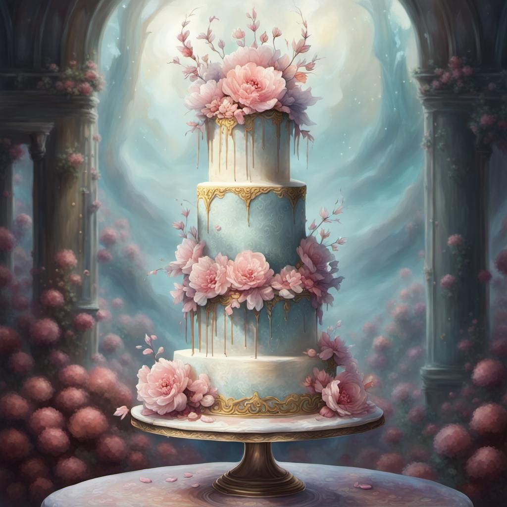 Ethereal Fantasy Wedding Cake Concept Art