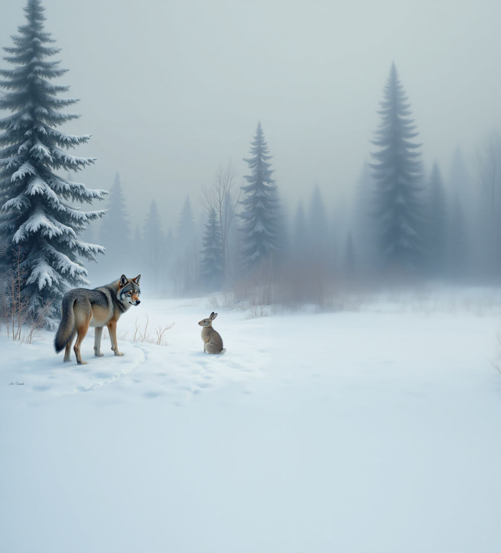 Lone Wolf Scouting in Winter Wilderness