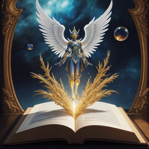 Miniature African American Angel in Fantasy Book World