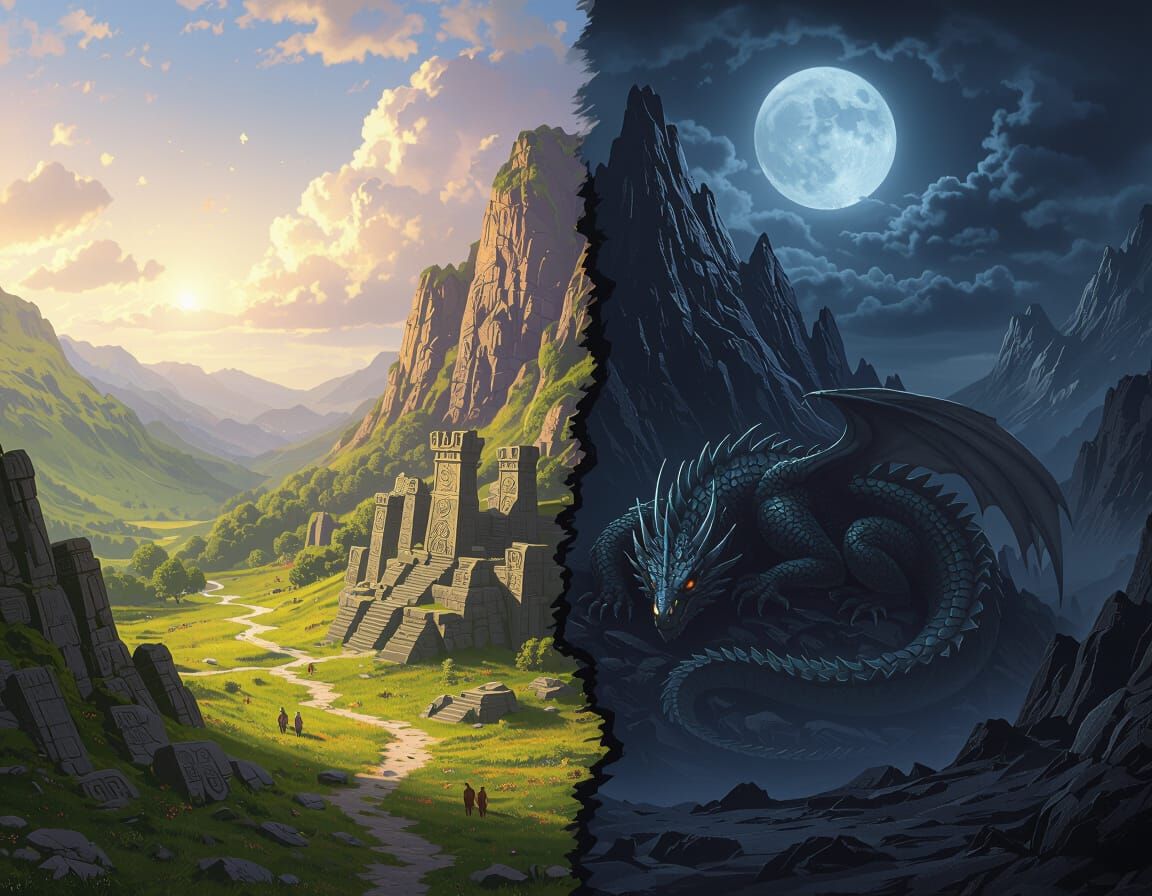 Fantastical Landscape: Light Valley and Dark Dragon Realm