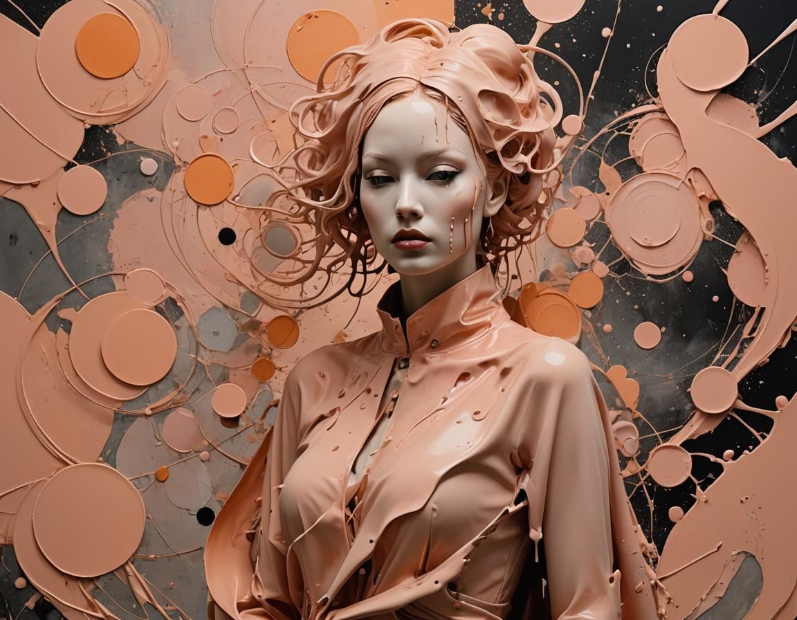 Claymation Woman in Textile Art Style