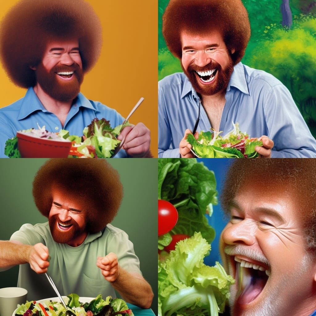 Bob Ross Laughing: Hyperrealistic Splash Art Portrait