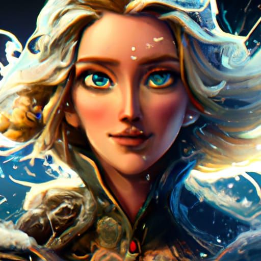 Detailed Portrait of Elsa in Art Nouveau Style