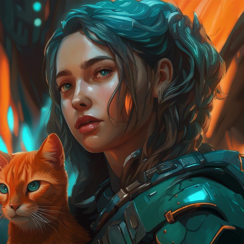 A girl with her cat 😺