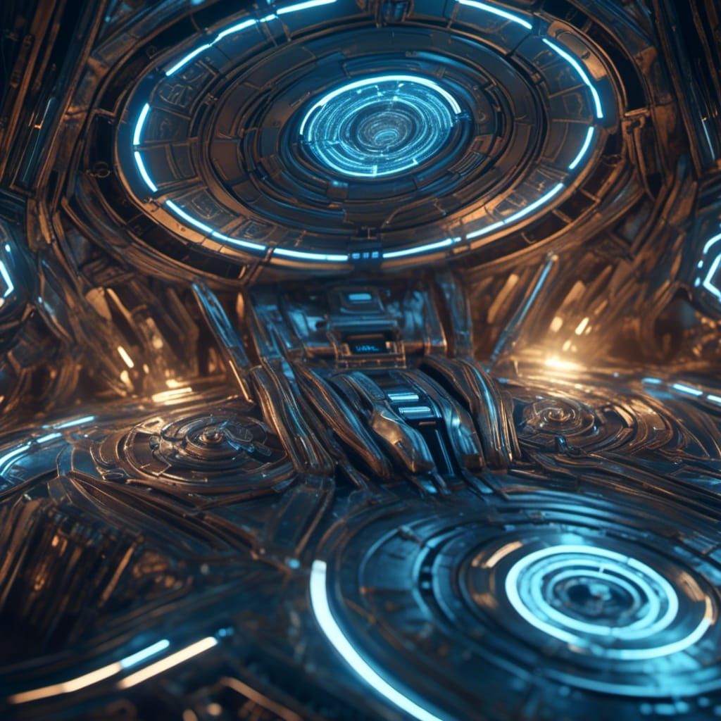 Shield Generator on Spacecraft: Photorealistic Sci-Fi Concep...