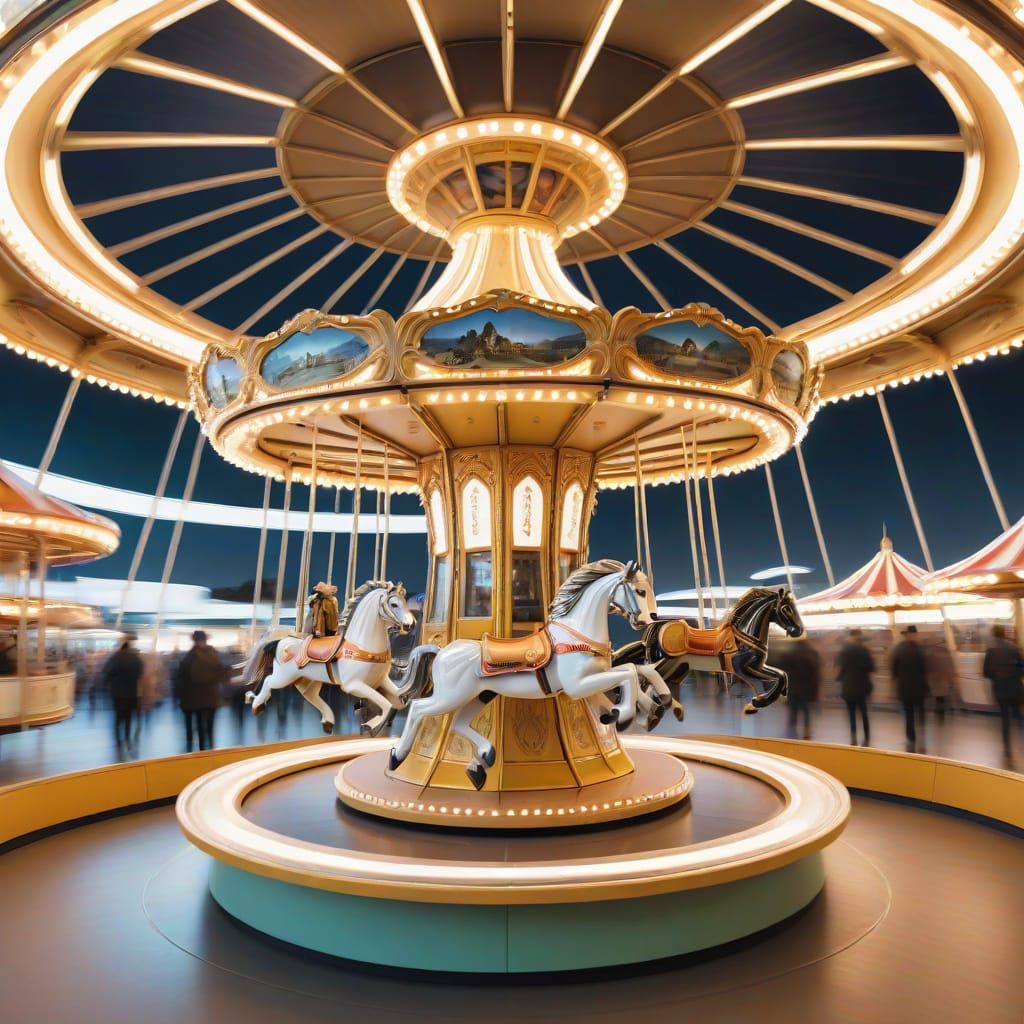 Futuristic Carousel with Diamond Ring - AI Art