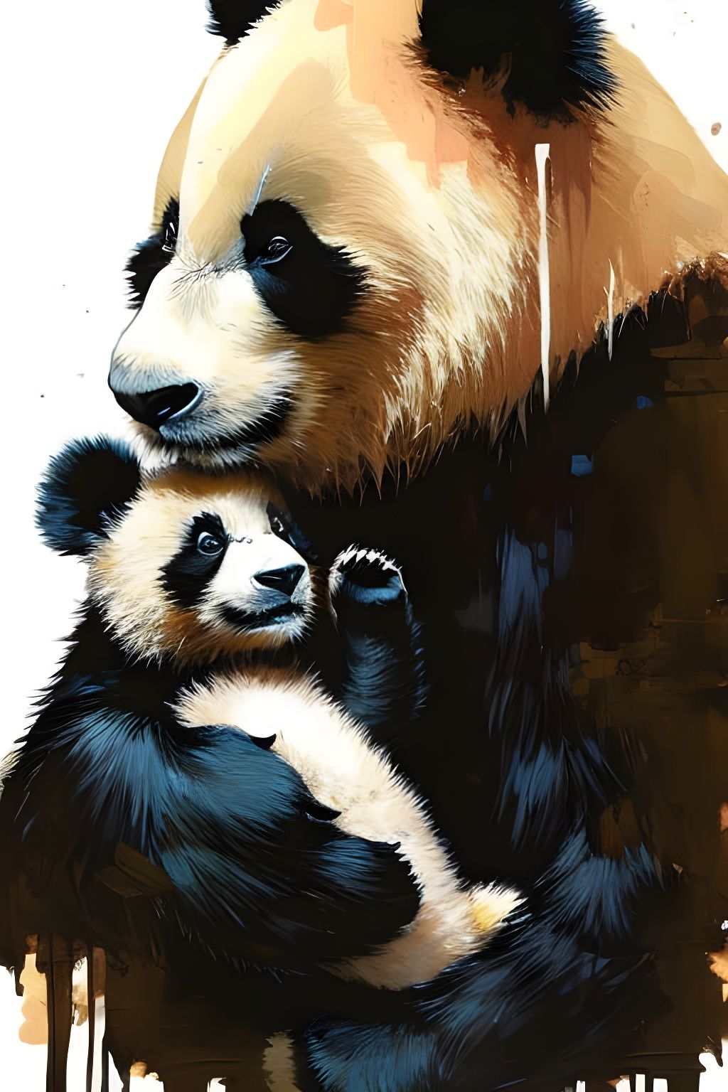 Panda and Cub: A Detailed Matte Painting