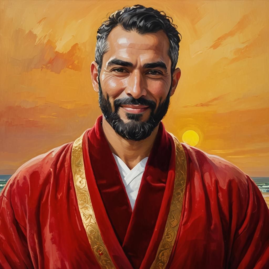 Sunset Portrait in Neo-Impressionism Expressionist Style