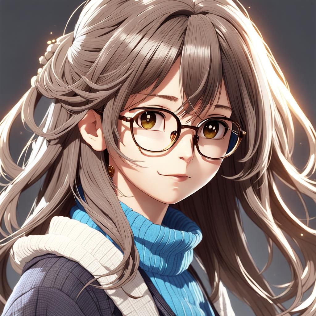 Anime Style Portrait of a Middle-Aged Woman