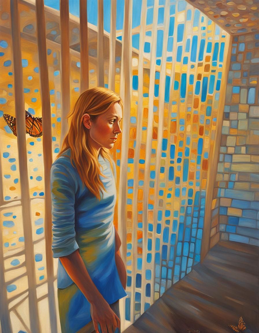 Butterfly on Woman's Cheek: Hyperrealistic Splash Art