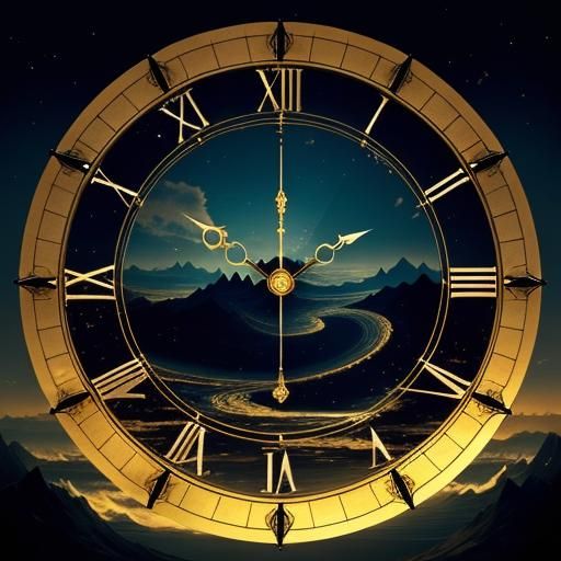 Surreal Time Realm with Floating Clocks