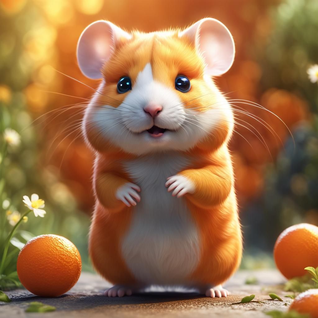 Cute Orange Hamster on Sunny Day