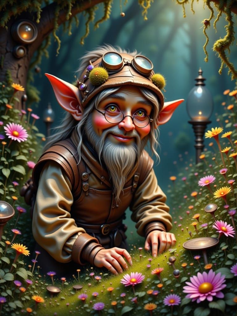 Goblin Farmer Tending a Hidden Cave Garden
