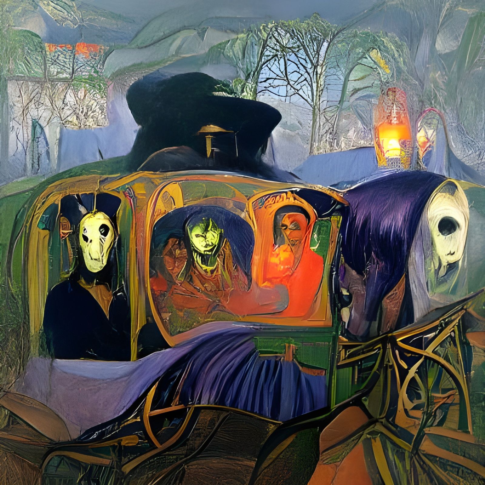 The Phantom Carriage: Post-Impressionist Painting