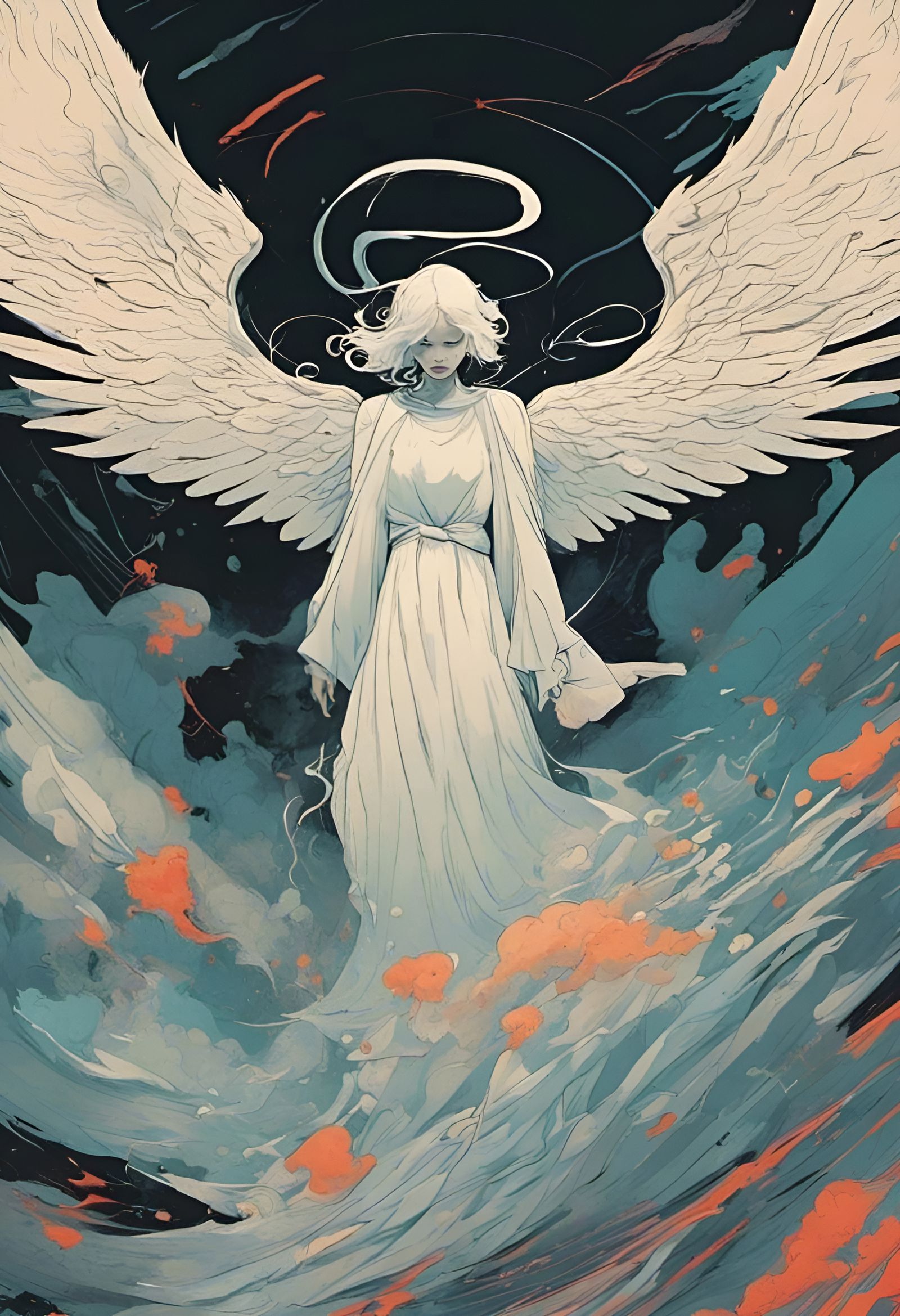 Elemental Angel of Death in Composite Art Style