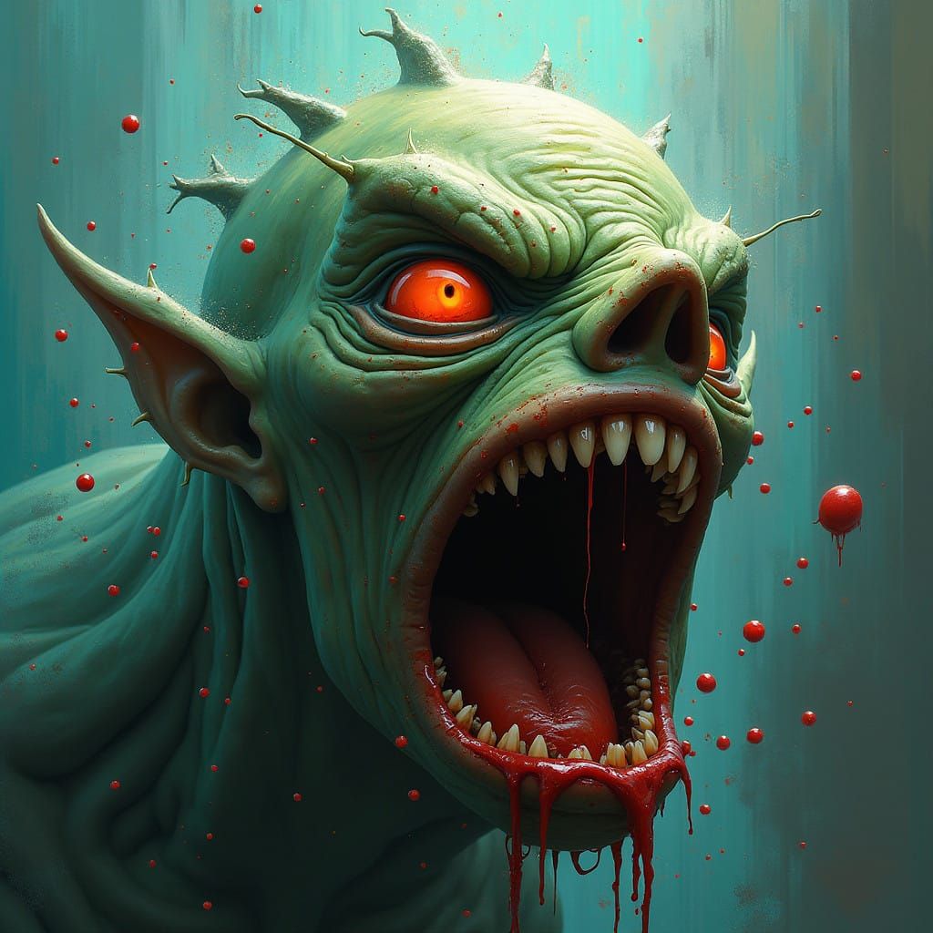 Screaming Plankton in Hyperrealistic Splash Art