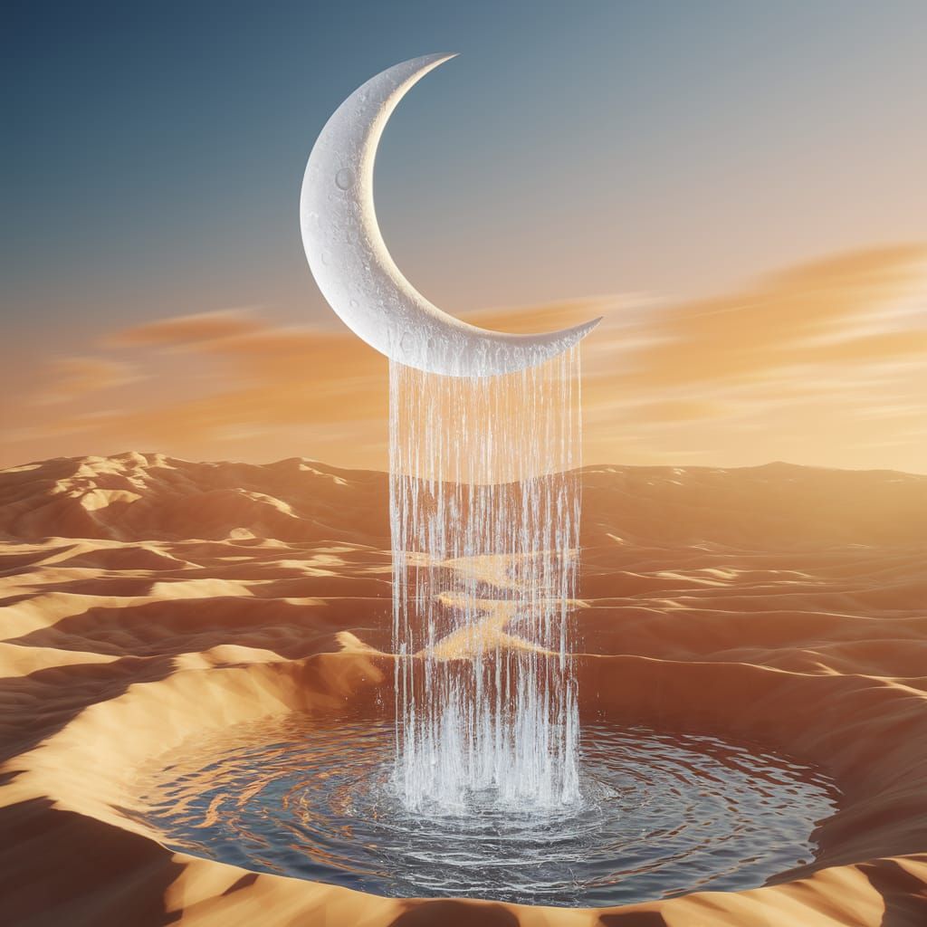 Moonlit Waterfall in Death Valley: A 3D Render