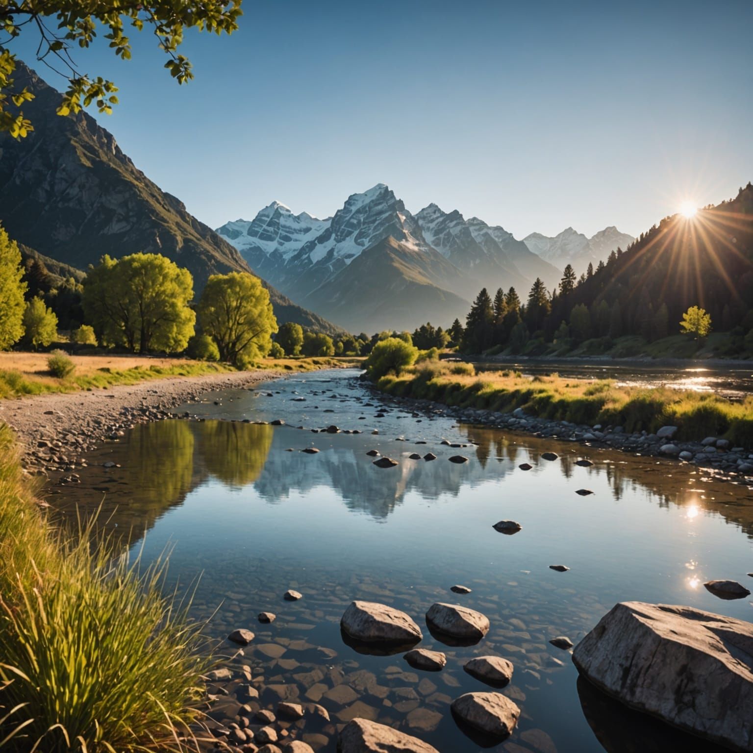 Idyllic River Landscape: Professional Photography with Bokeh