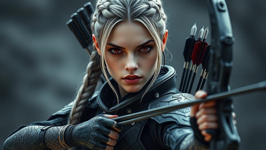 Surreal Futuristic Warrior with Intricate Armor and Bow