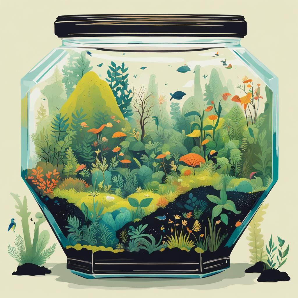 Terrarium: A Self-Contained Universe in Pop Art Style
