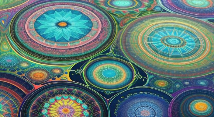 Kaleidoscopic Garden with Fractal, Geometric Patterns
