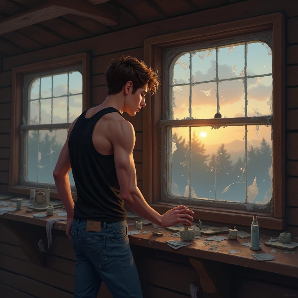 Hyperrealistic Cabin Repair Portrait in McQue Style