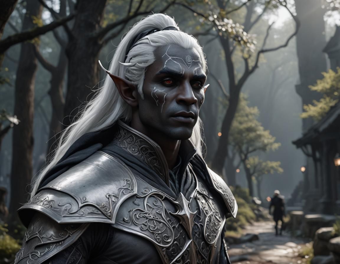 Detailed Drow Elf Male in Cinematic Realism
