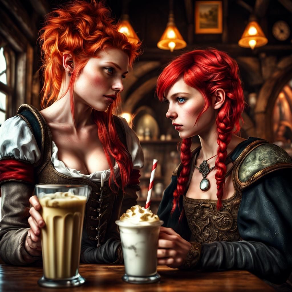 Mystic Punk Girl Shares Milkshake in Tavern