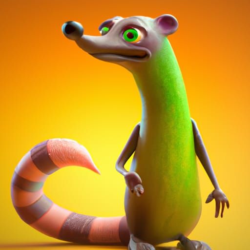 Pickle Weasel: Pixar-Style 3D Digital Art