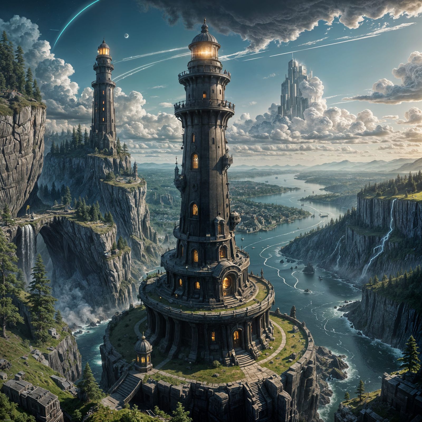 Obsidian Lighthouse Phasing Through Centuries: Concept Art