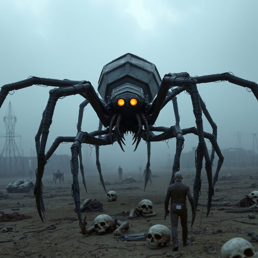 Dark Fantasy Hybrid Creature Roams Post-Apocalyptic Wastelan...