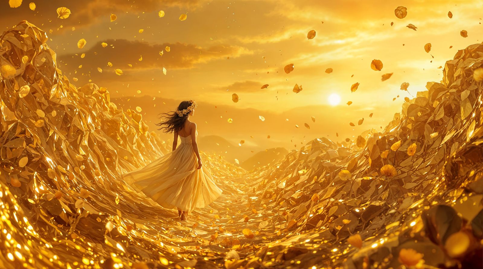 Surreal Sunset Convergence of Nature and Prosperity