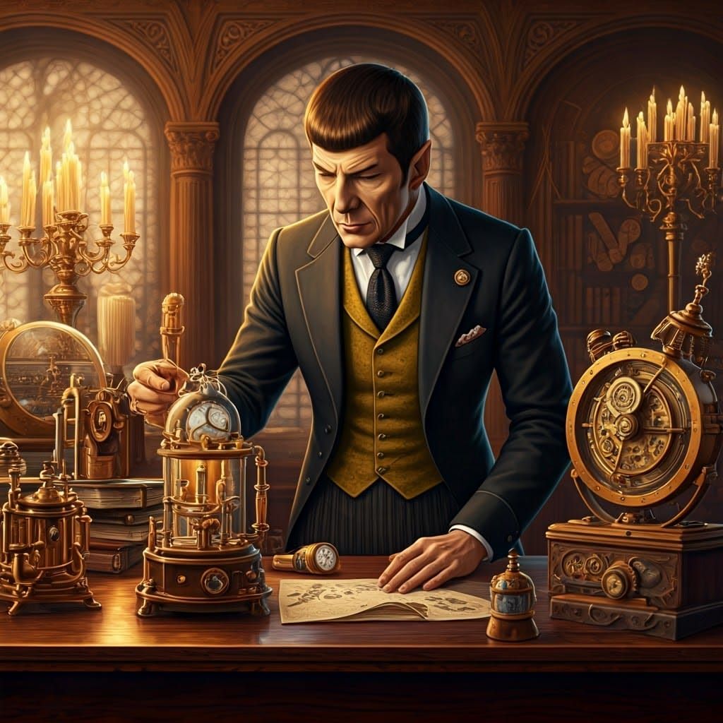 Spock in Steampunk Style Examining Devices