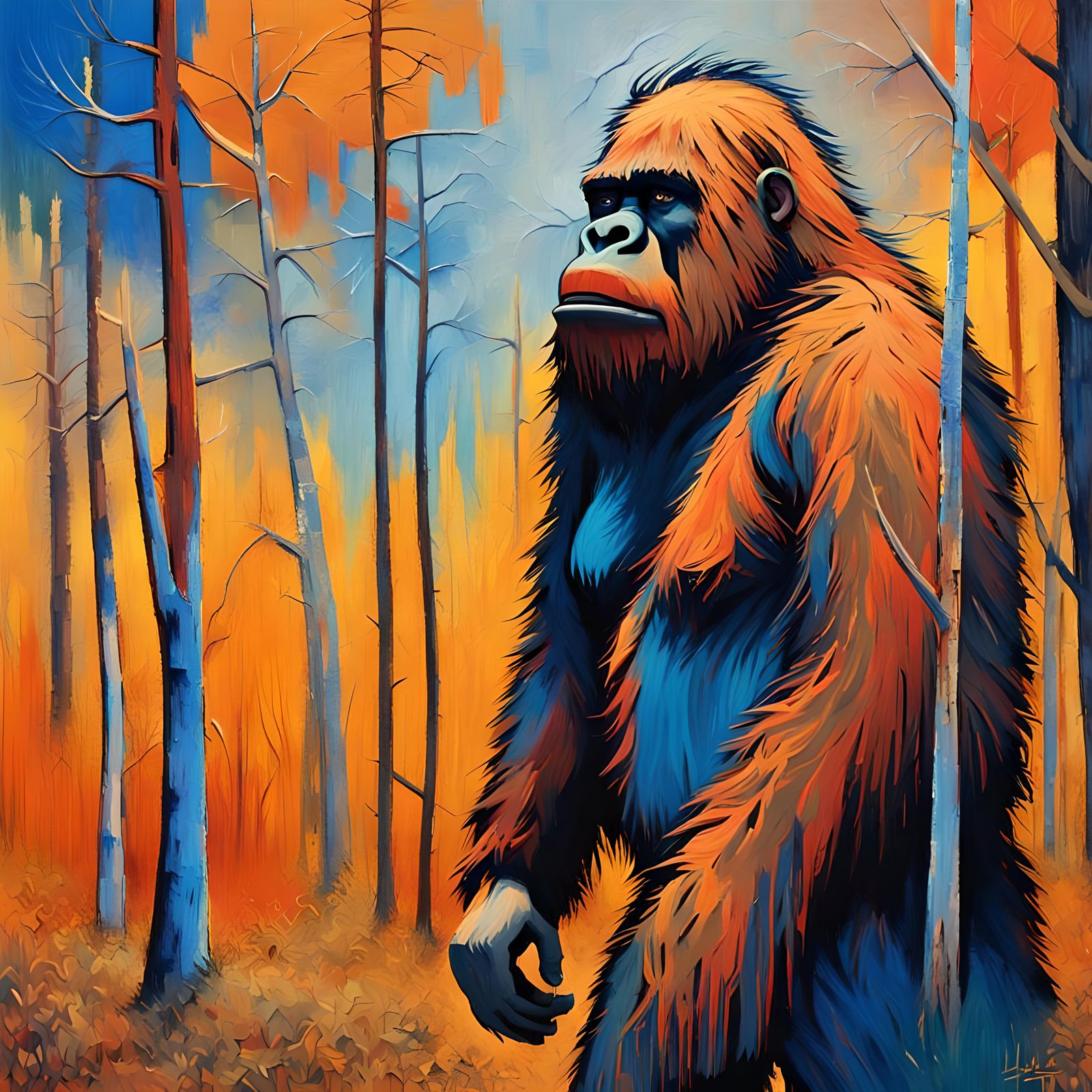 Bigfoot's Distrust: Abstract Art in Complementary Colors
