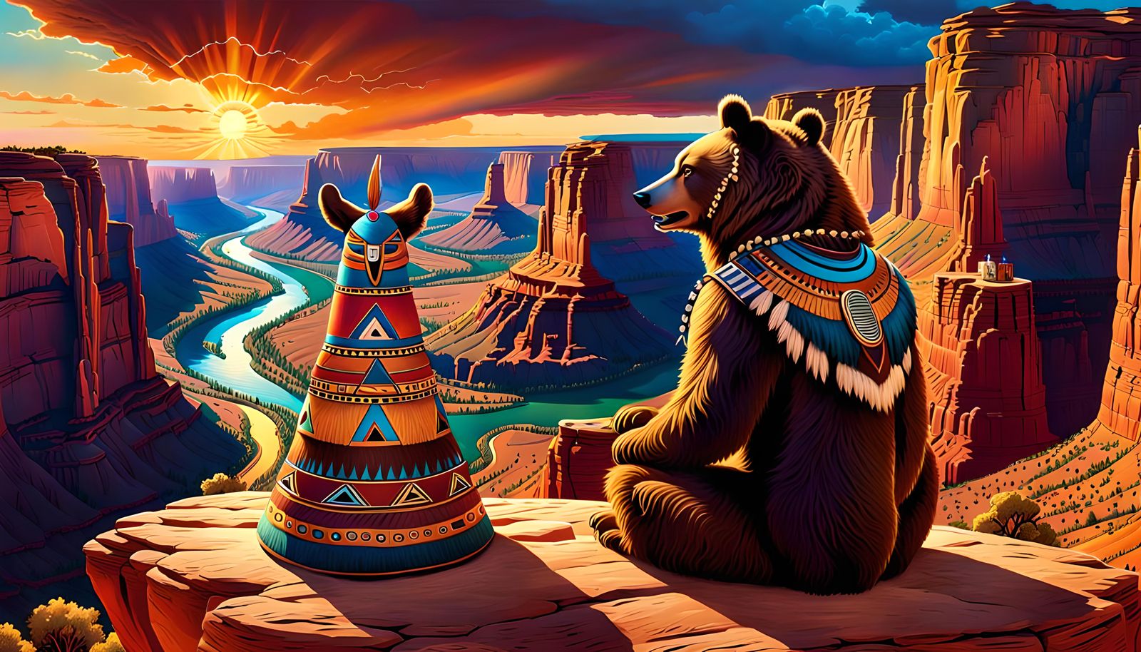 Bear-Kachina Shaman Overlooking Horseshoe Bend