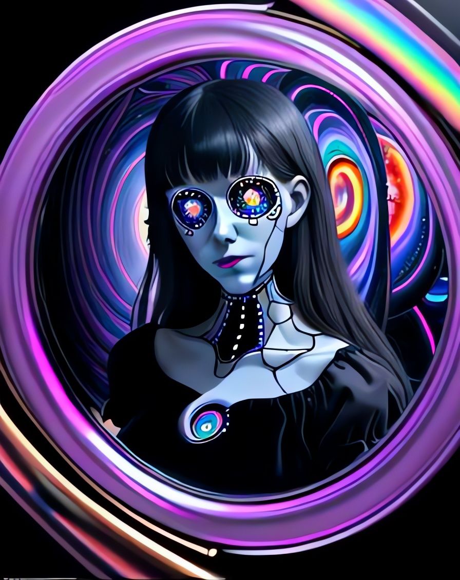 Surreal Recursive Portrait in a Midnight Ritual