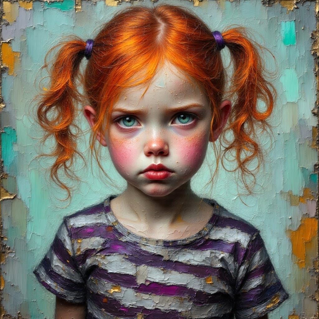 Grumpy Redhead Portrait in Oil Painting Style