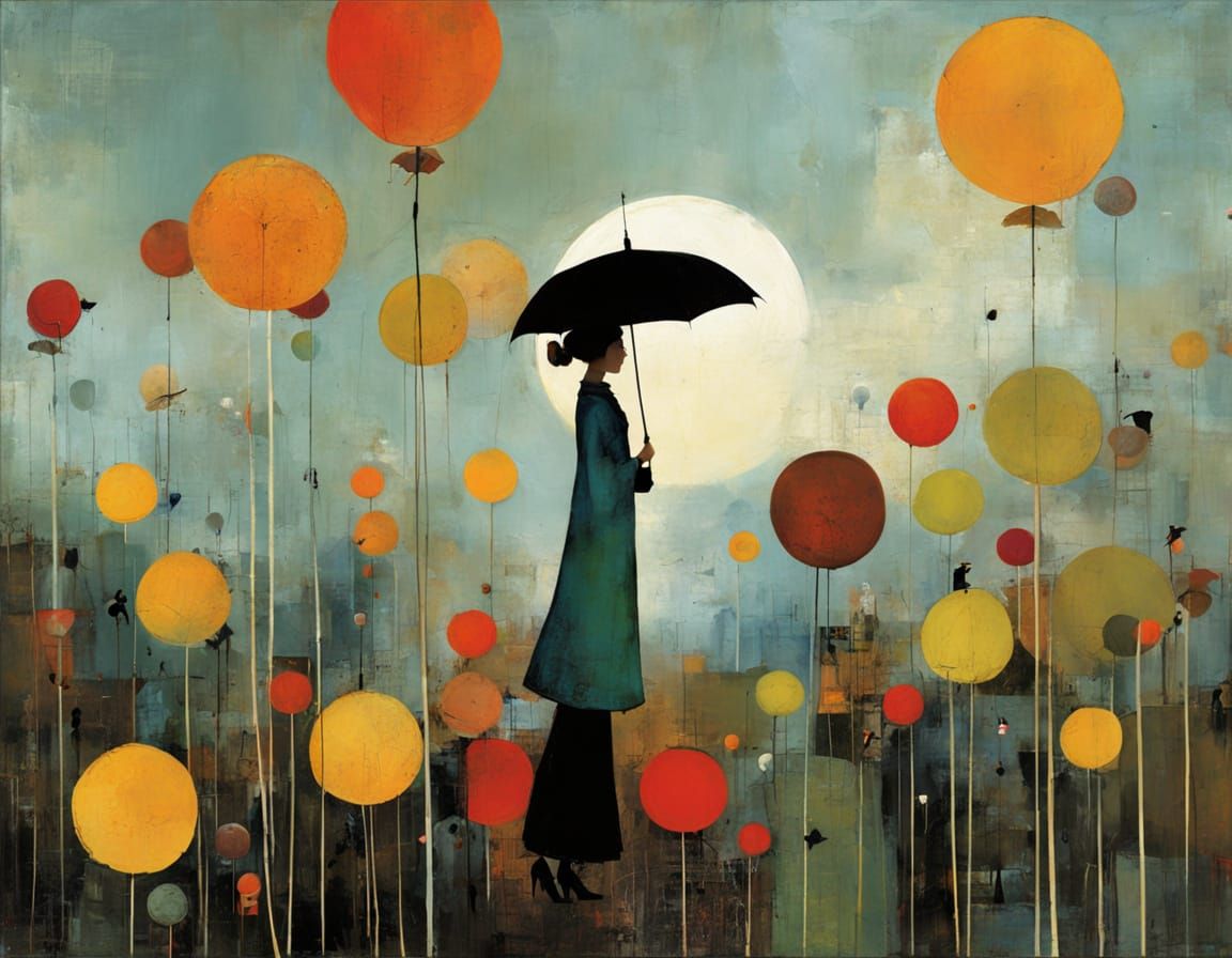 Charming Watercolor Girl in Whimsical Setting