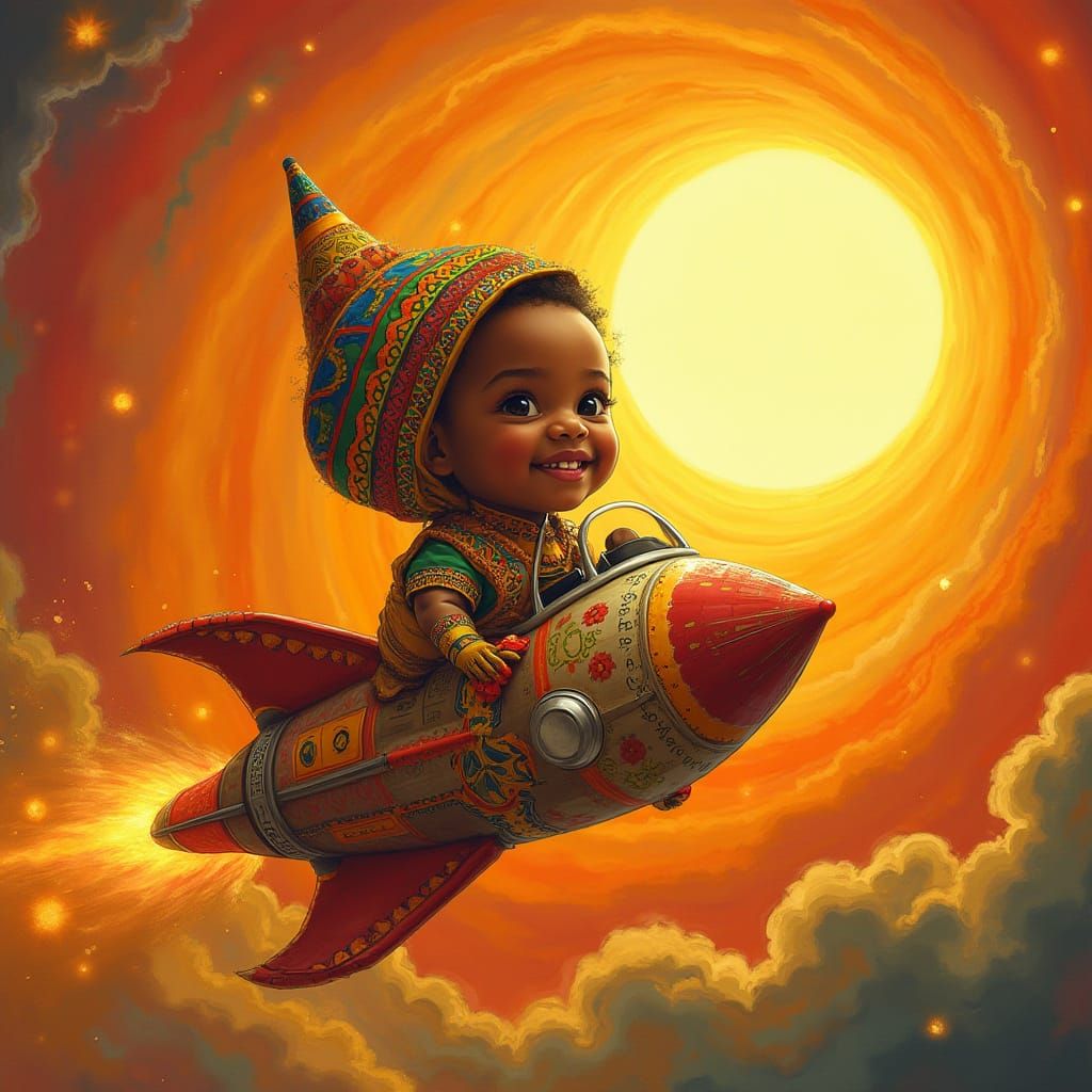 Ethiopian Child Blasts Off to the Sun in Vibrant Retro-Futur...