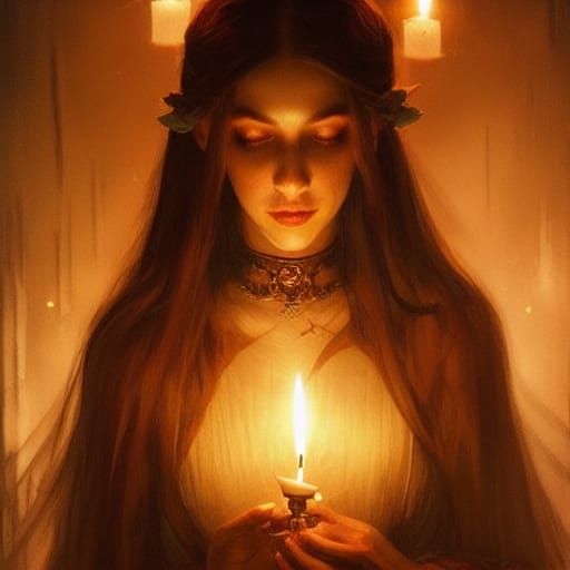 Candlelit Samhain Celebration: Digital Art Fantasy