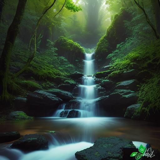 Rainforest Waterfall with Macaws: Hyperrealistic Digital Art