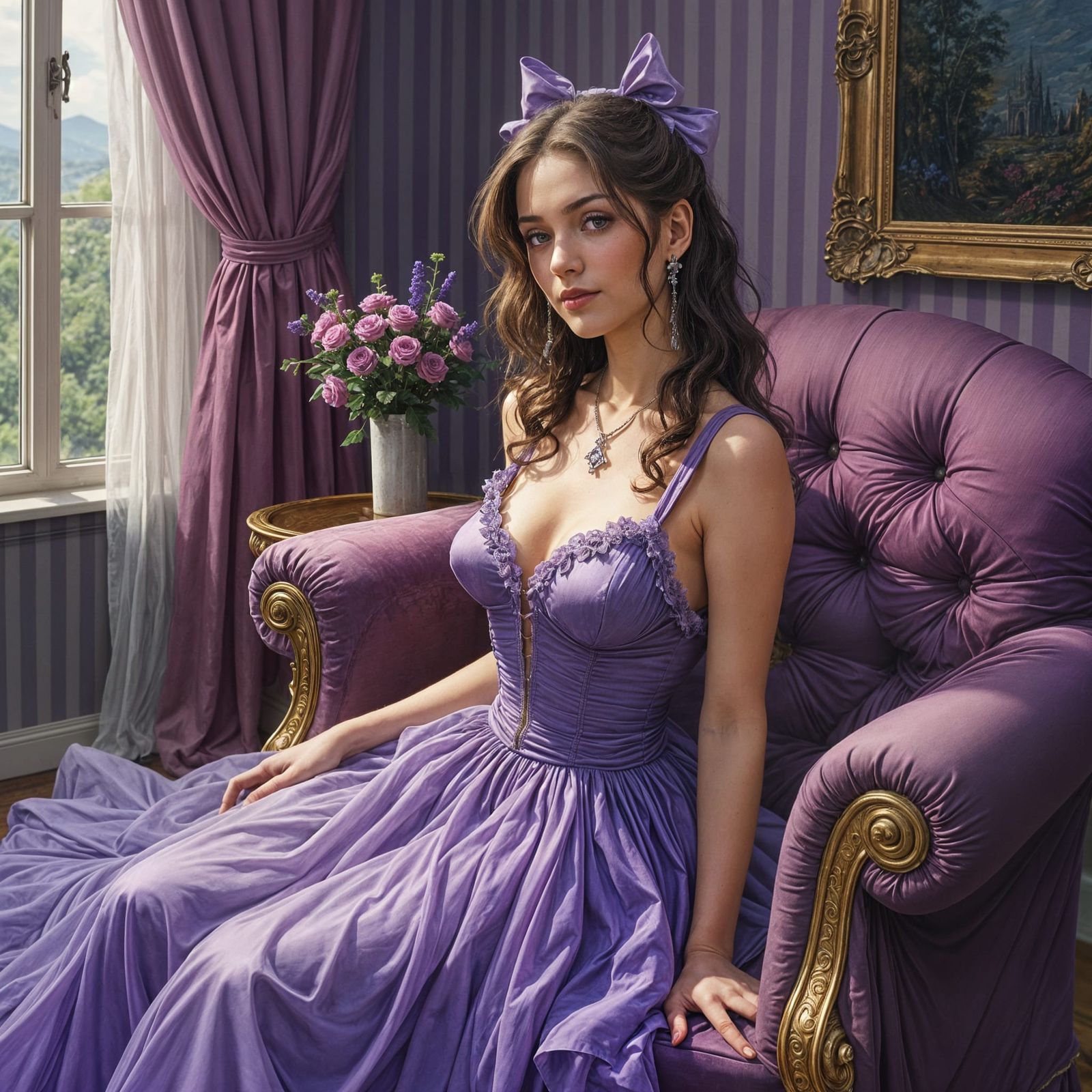 Lady in Purple Room, Royo and Manara Style