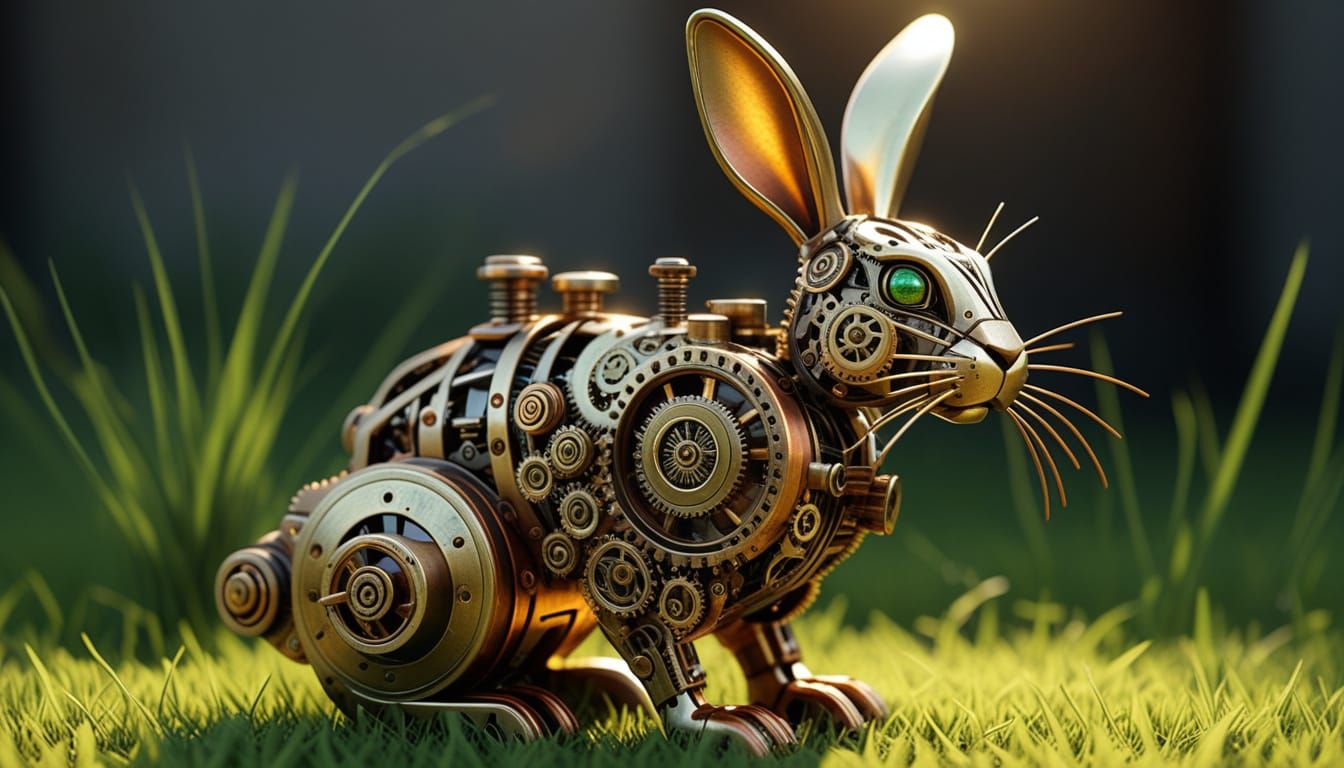 A little mechanical rabbit out for a walk.