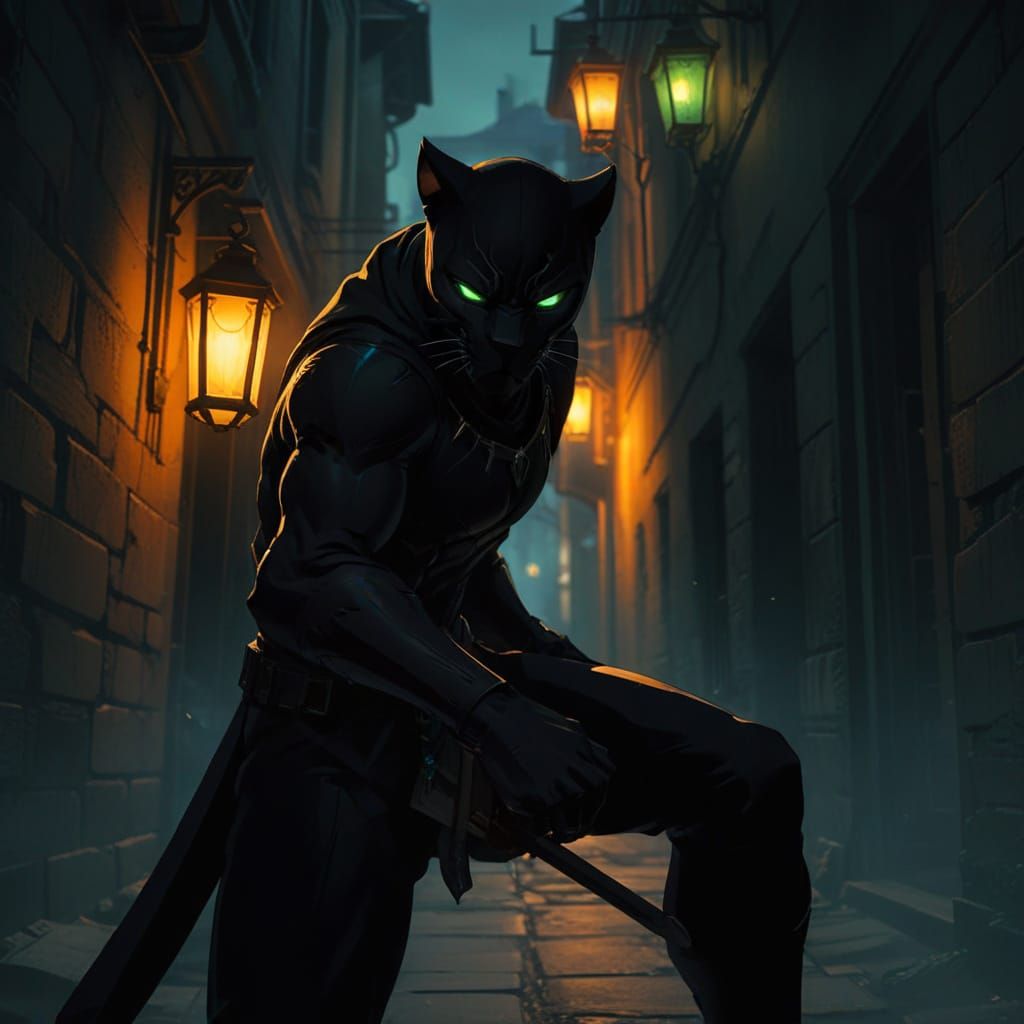 Cyberpunk Ninja in Shadows, Anime Style