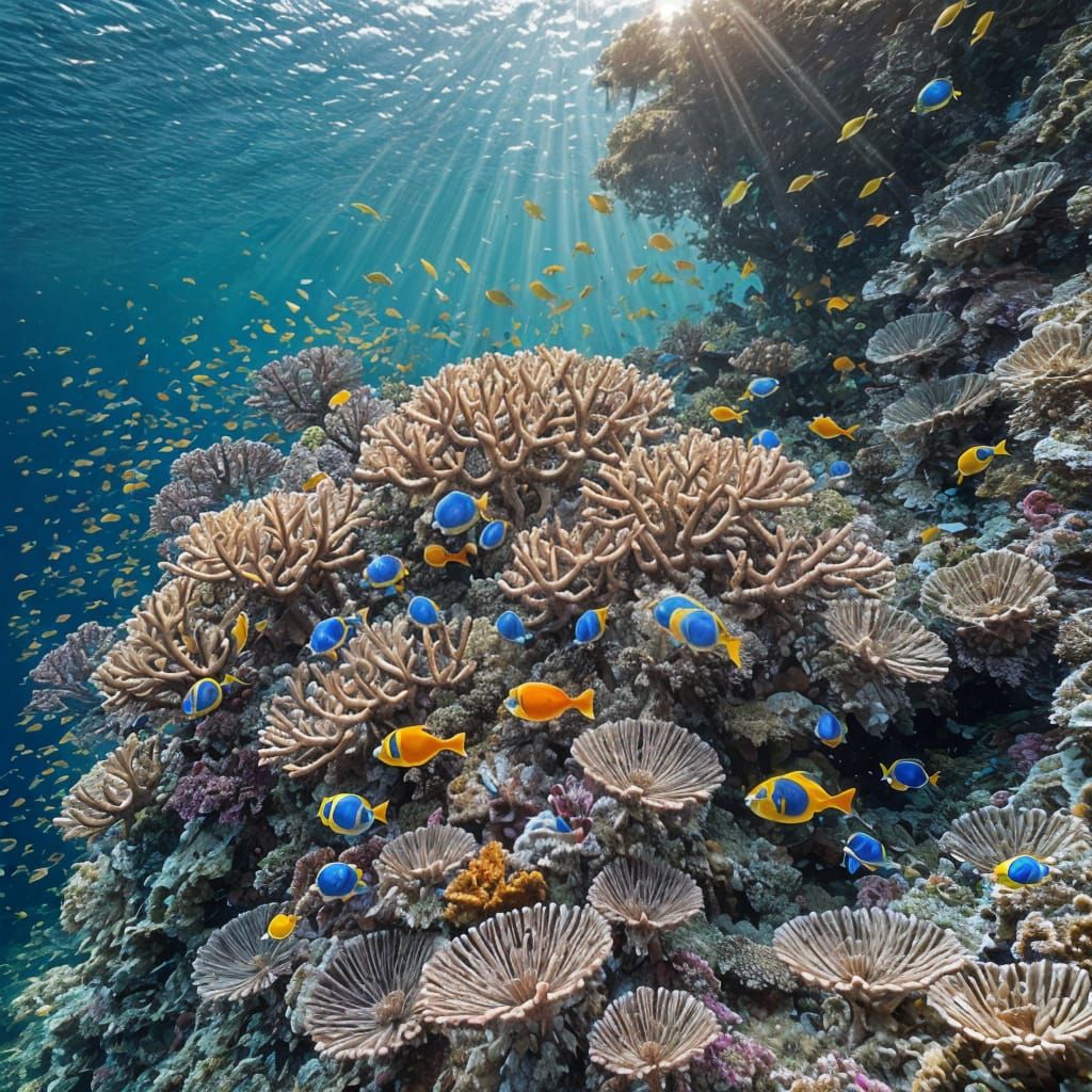 Magical Coral Reef Ecosystem with Vibrant Marine Life